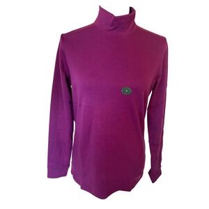 NWT L.L. Bean Plum Heathered Mock Turtleneck Long Sleeve Shirt Size Small‎